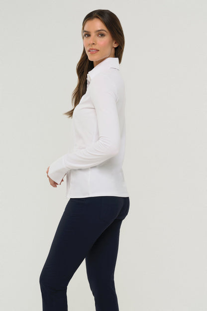 Alida Button Down Poplin Shirt in White