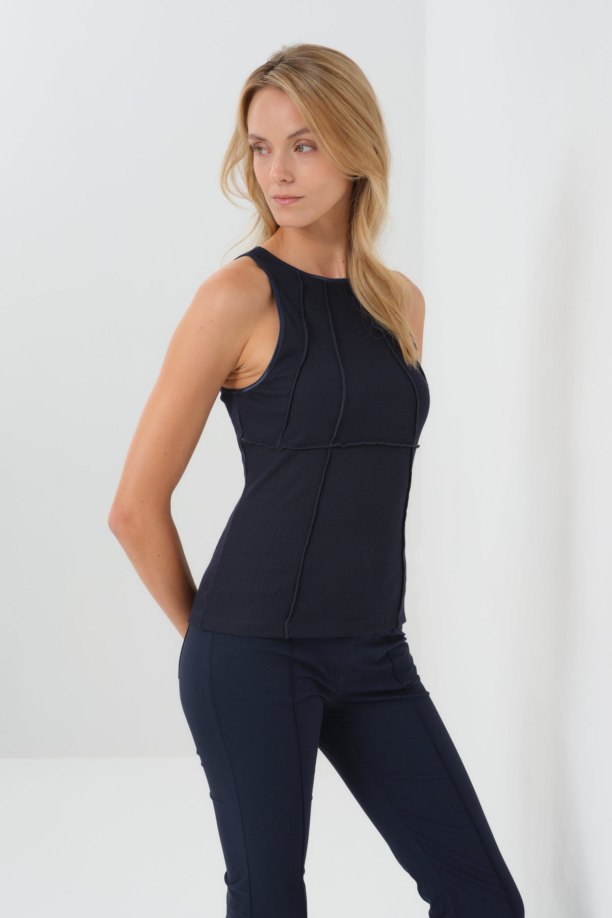 Callie Rib Halter Top with Seam Shaping