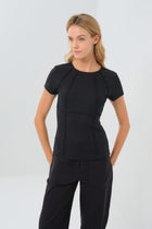 Short Sleeve Celeste Rib Top with Seam Shaping