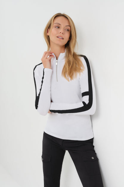 Stacey Sport Striped Zip-Up Top