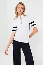Serena Sport Striped Zip-Up Short Sleeve Top