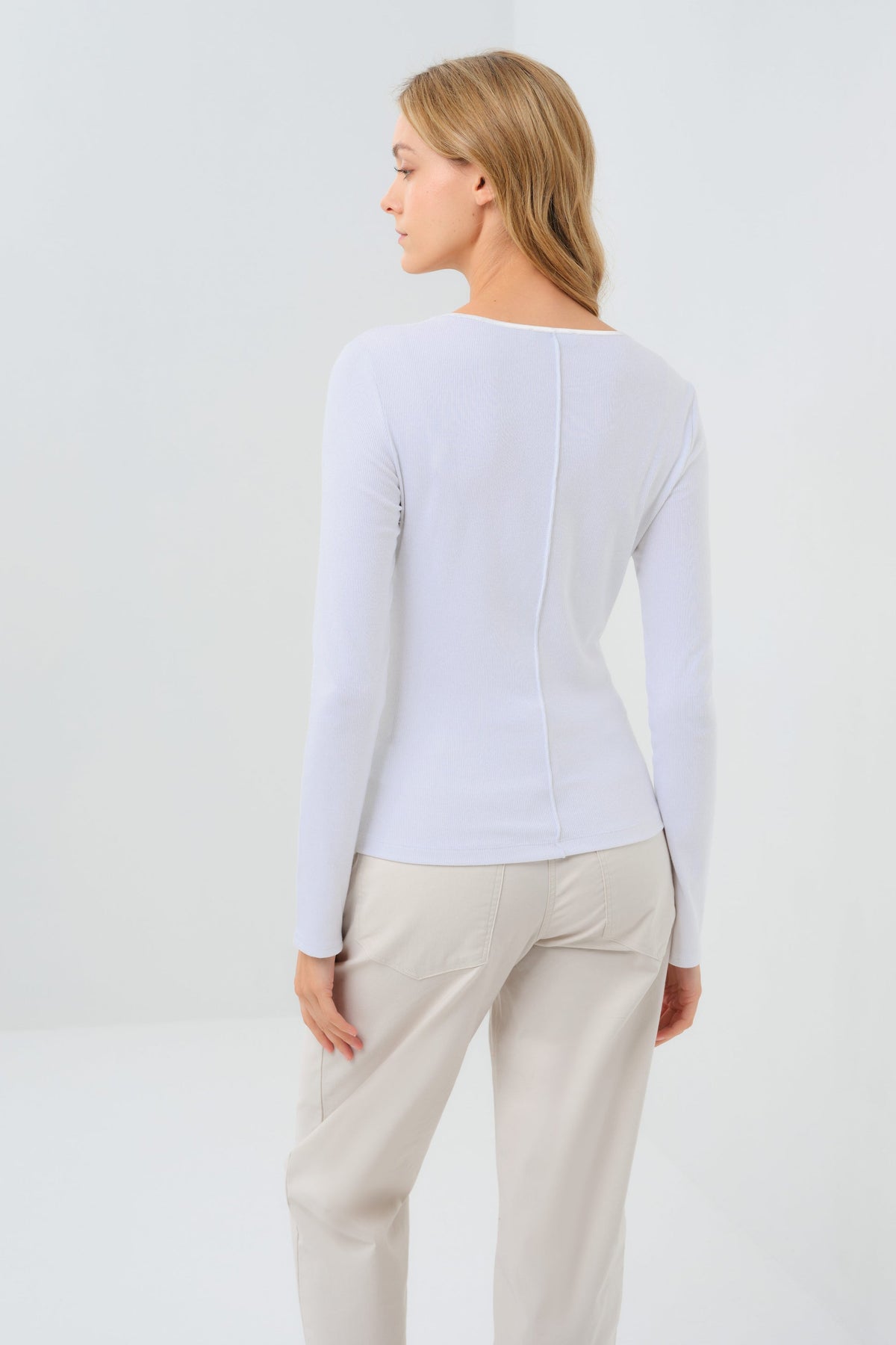Long Sleeve Celeste Rib Top with Seam Shaping