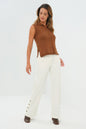 Viola Sweater Knit Sleeveless Button Down Top