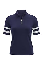 Serena Sport Striped Zip-Up Short Sleeve Top
