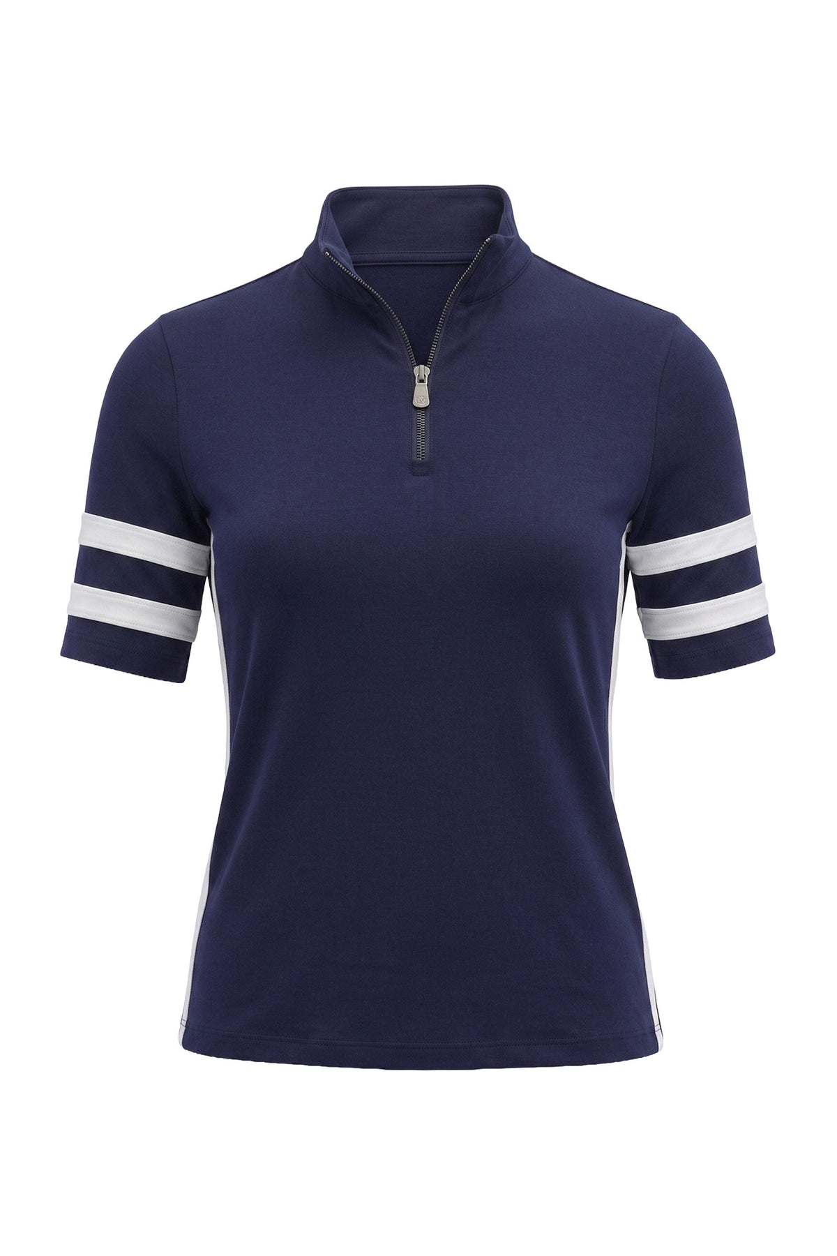 Serena Sport Striped Zip-Up Short Sleeve Top