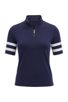 Serena Sport Striped Zip-Up Short Sleeve Top