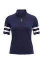 Serena Sport Striped Zip-Up Short Sleeve Top