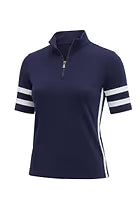 Serena Sport Striped Zip-Up Short Sleeve Top