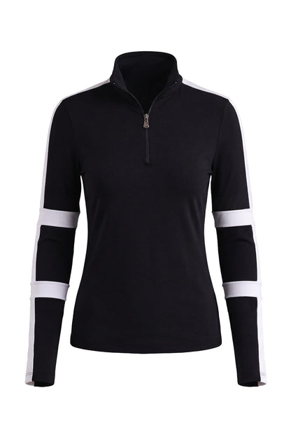 Stacey Sport Striped Zip-Up Top